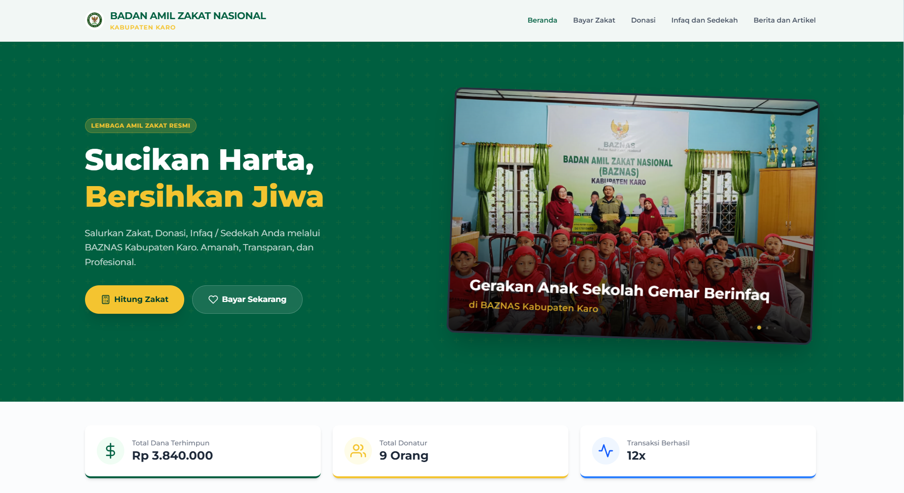 BAZNAS Kabupaten Karo - Digital Zakat Platform